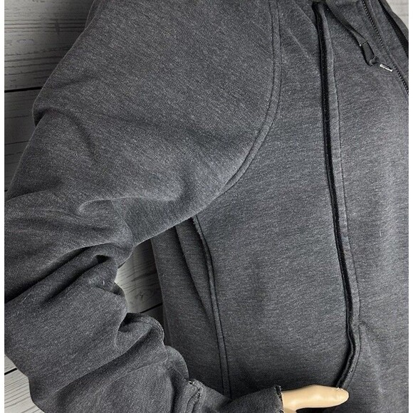 Lululemon Fleece Hoodie Medium Dark Gray Full Zip Long Sleeve Thumbholes Jacket - Picture 6 of 15